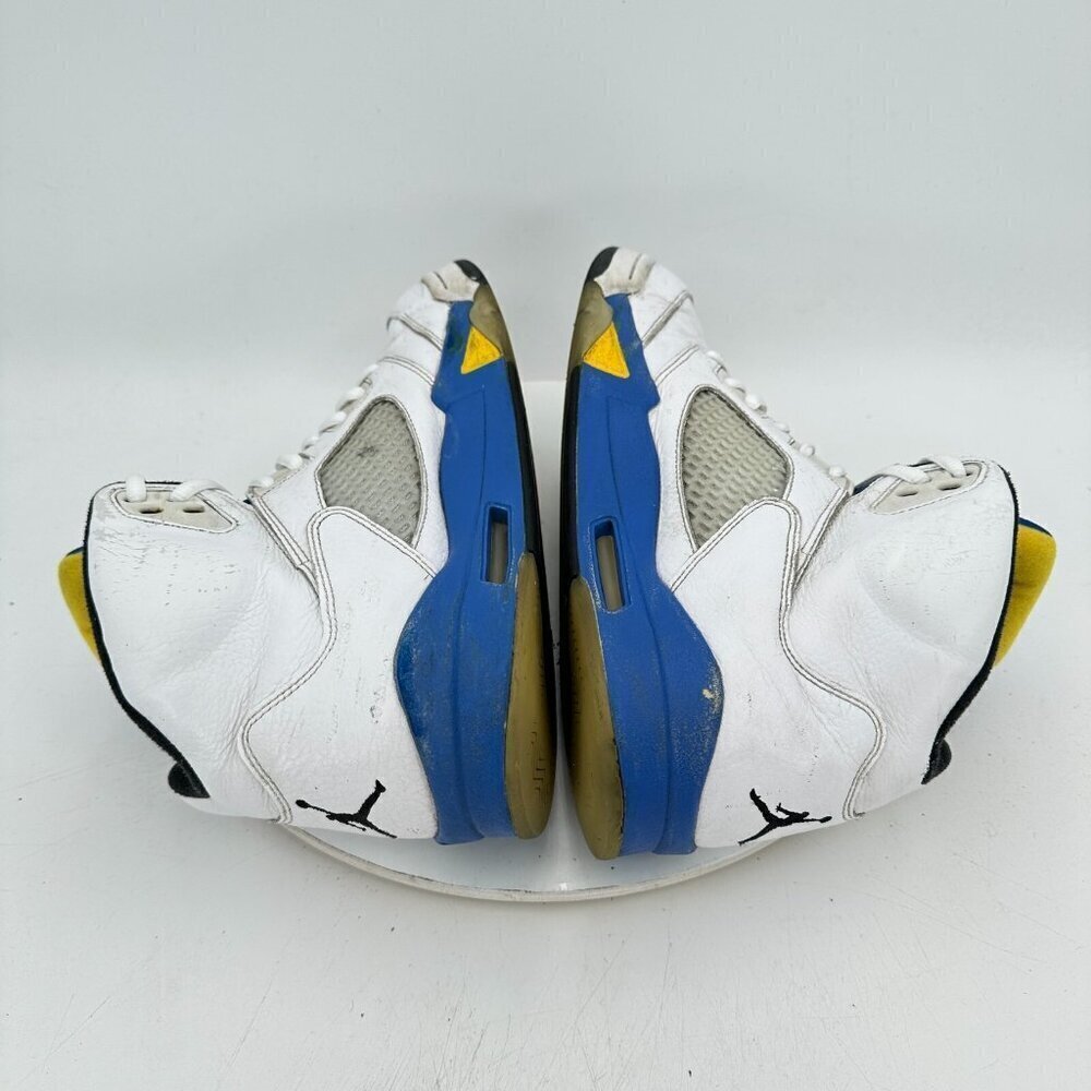 Nike Air Jordan 5 V Men Size 10.5 136027-189 Laney White Blue Yellow Shoes - Picture 6 of 11
